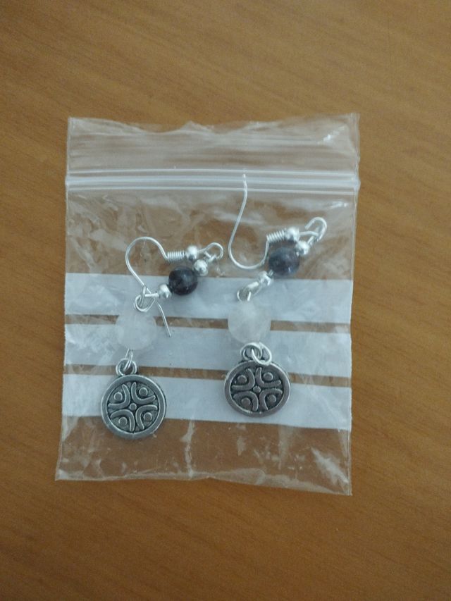 Pendientes  cuarzo rosa y granate