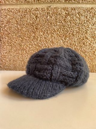 Boina de lana con visera azul vintage