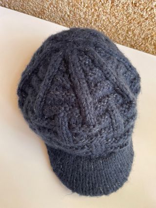 Boina de lana con visera azul vintage