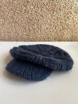 Boina de lana con visera azul vintage