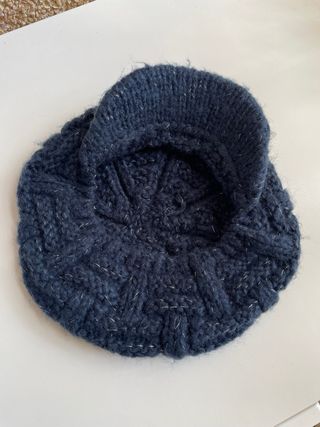 Boina de lana con visera azul vintage