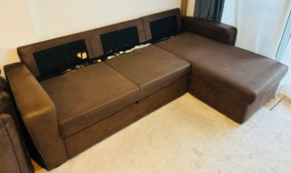 Sofá Cama Chaiselongue Marrón Arcón 246x74x60 cm