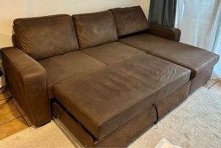 Sofá Cama Chaiselongue Marrón Arcón 246x74x60 cm