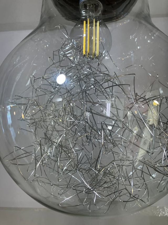 Lampadario a "lampadina" metallo/vetro d.30