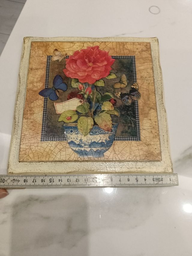 Quadro con fiore in legno 