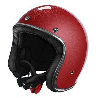Casco de moto abierto-jet ROJO Glitter homologado