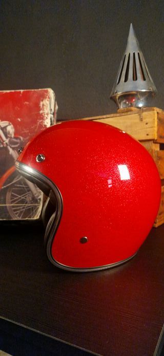 Casco de moto abierto-jet ROJO Glitter homologado