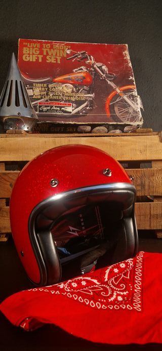 Casco de moto abierto-jet ROJO Glitter homologado