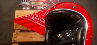 Casco de moto abierto-jet ROJO Glitter homologado
