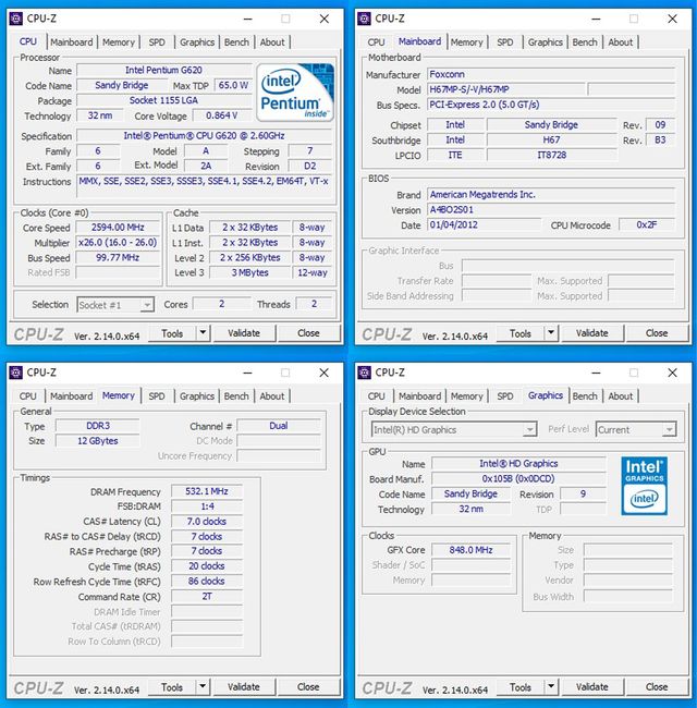 PC Intel - Windows 10 - 12Gb Ram - 250Gb HHD - KIT