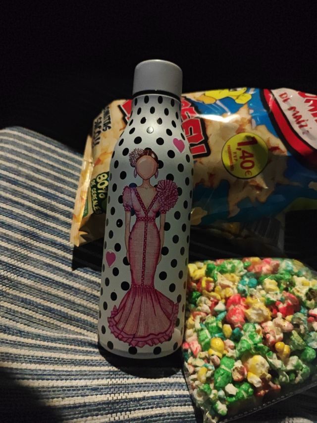 Botella termo aluminio blanca flamenco feria traje