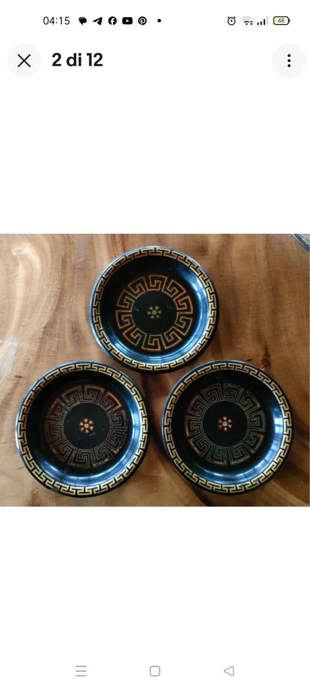 Tre Piattini vintage  in metallo smaltato