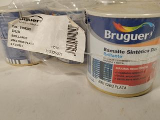 5 botes de pintura esmalte color gris satinado 