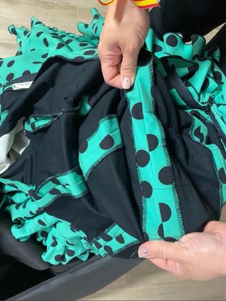 Traje flamenca verde con lunares negros