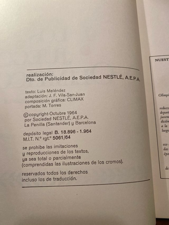 Album juegos olimpicos Nestle 1964