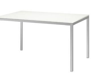 Mesa de cristal con patas metalicas