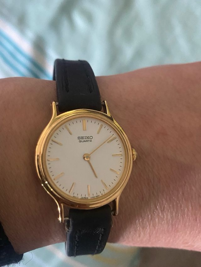 reloj seiko mujer correa piel negra
