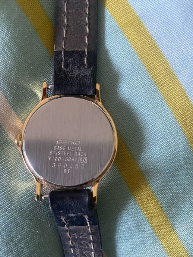 reloj seiko mujer correa piel negra
