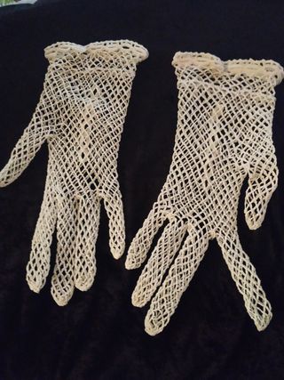 Guanti a rete beige vintage 