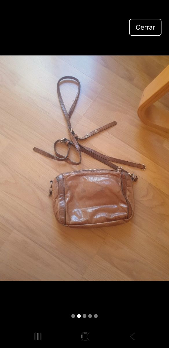 Bolso de piel marron Bimba y Lola