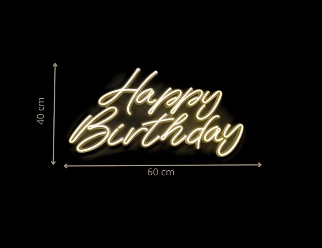 Letras neon cumpleaños frase fiesta Happy Birthday