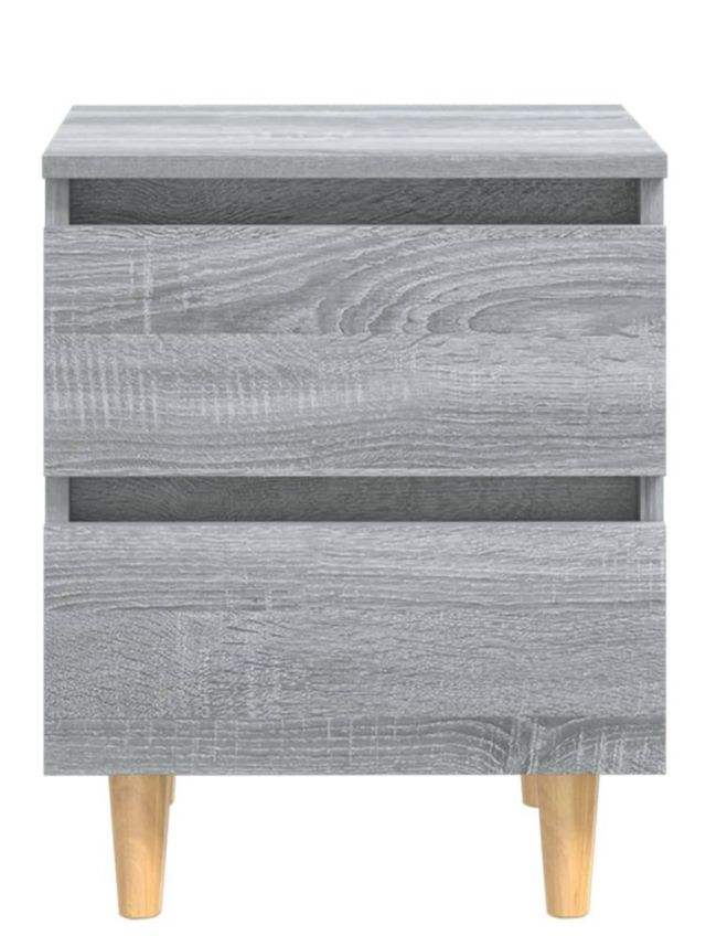 Mesita de noche gris con patas 