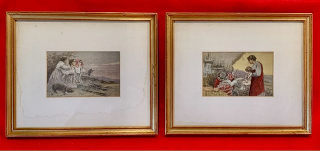 Basilio Cascella 2 litografie primi 900 cornice