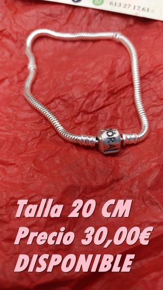 Pulsera cordón talla 20 cm plata de ley S925