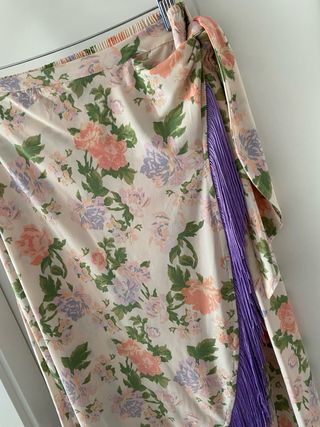 Falda flores flecos fiesta