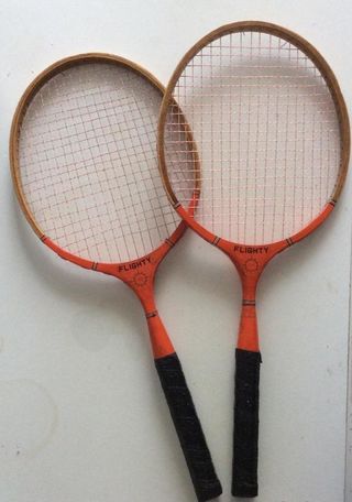 PAREJA DE RAQUETAS DE MADERA FLIGHTY COURT VINTGAE