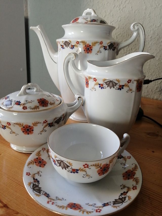 Juego de café antiguo de porcelana checa