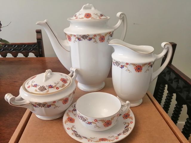 Juego de café antiguo de porcelana checa