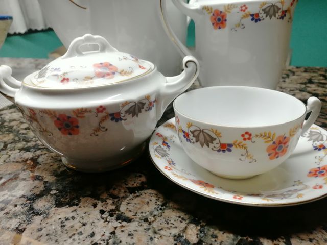 Juego de café antiguo de porcelana checa