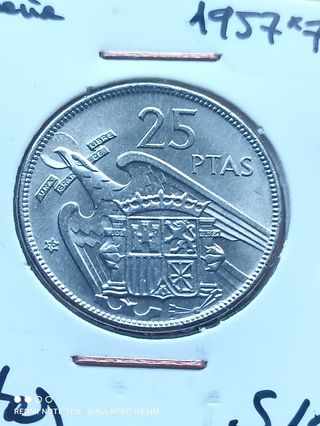 MONEDA 25 PESETAS 1957*70 PERFECTO BRILL