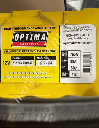 OPORTUNIDAD!! BATERÍA OPTIMA 55Ah REGENERADA