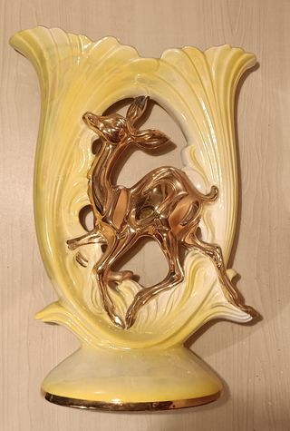 Vaso ceramica con daini anni 50