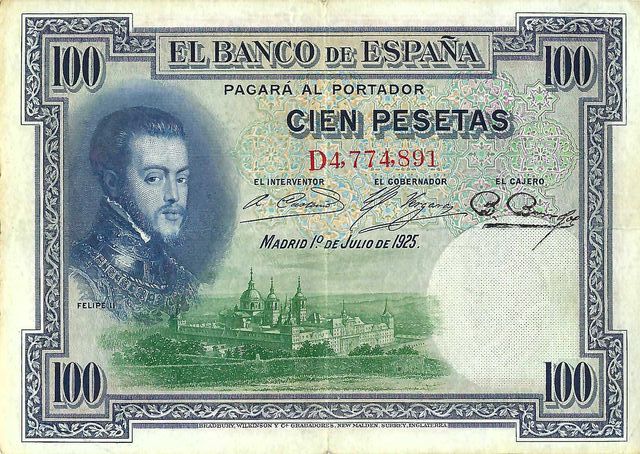 Billetes moneda 100 pesetas 1925 y 1931