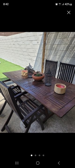 Mesa jardin extensible y 4 sillas jardin