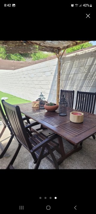Mesa jardin extensible y 4 sillas jardin