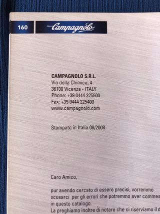 Catalogo Campagnolo componenti bicicletta