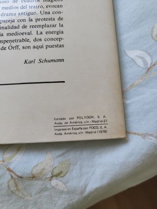 Disco vinilo Carl Orff