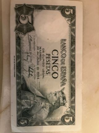 Se vende billete de 5 pesetas 