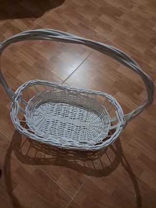 Cesta mimbre grande blanca