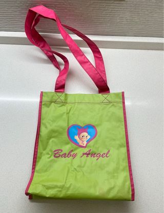 Borsa tote bag verde e rosa Baby Angel vintage