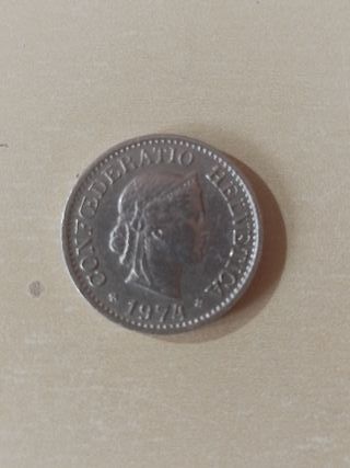 Moneda 10 céntimos de franco suizo 1974