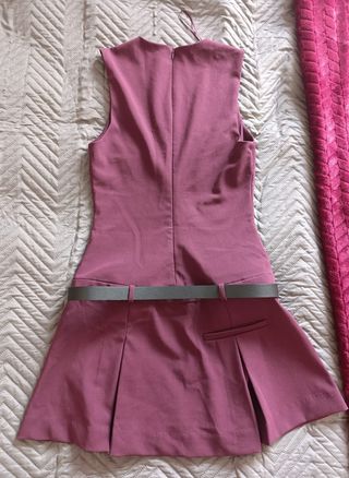 Vestido tablas burdeos zara