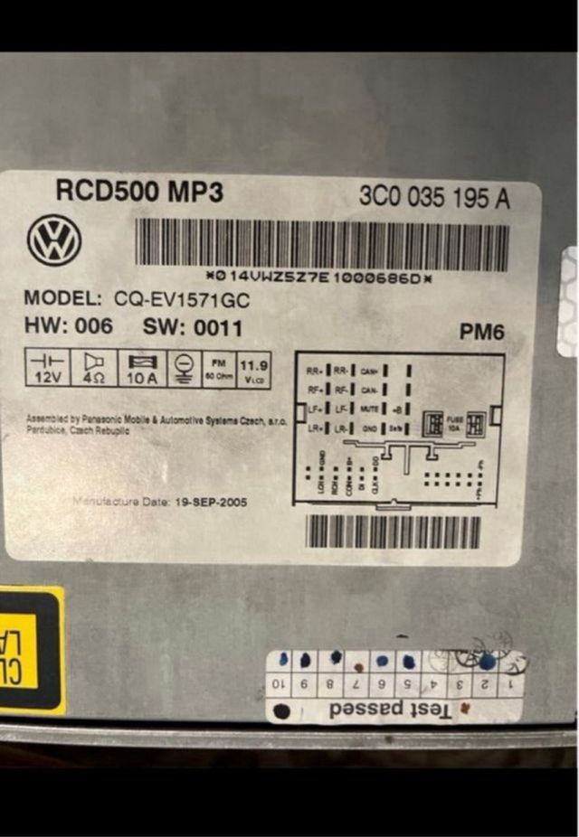 Radio CD marca Panasonic Modelo rcd 500 MP3