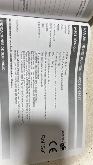 Panificadora Unold alemana con bascula incluida