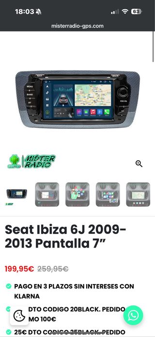 Radio con GPS para coche reproductor con Android