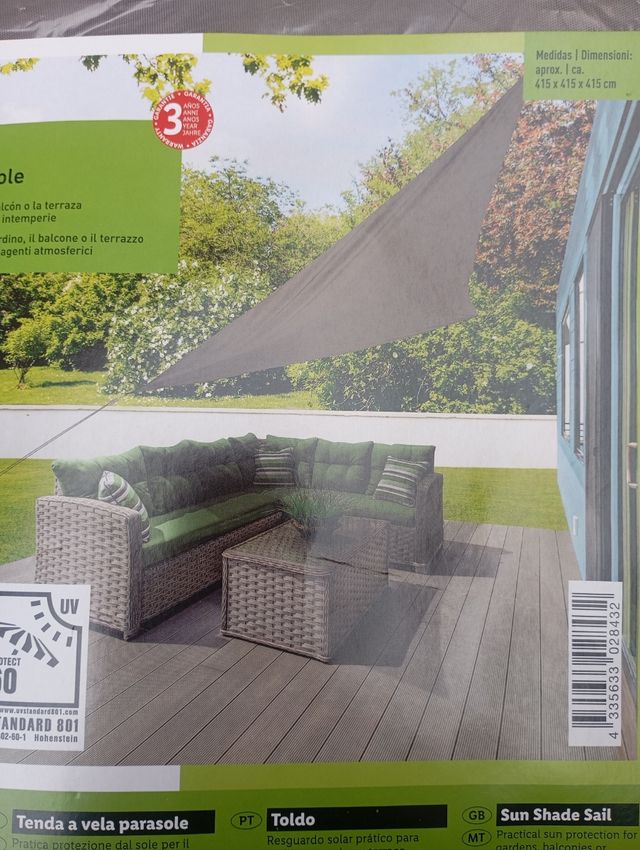 Toldo vela parasol Antracita